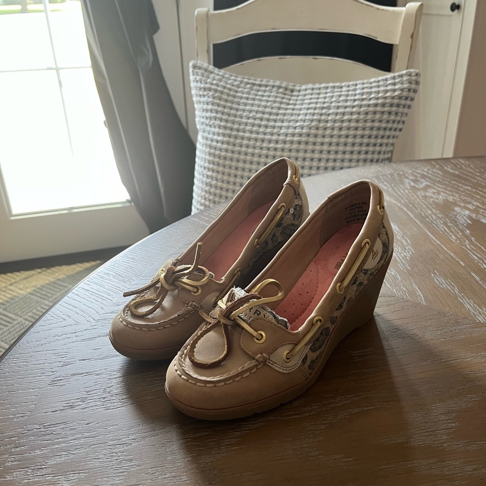 Sperry Top-Sider | Goldfish Tan & Brown Wedge Heels Women’s 6M